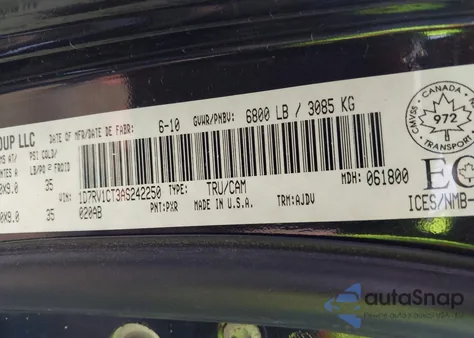 2010 Dodge Ram 1500 Slt/Sport/Trx из США, поврежденный, VIN 1D7RV1CT3AS242250